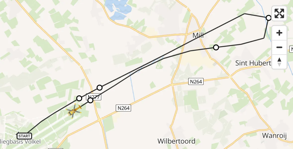 Vluchtroute Traumahelikopter Vliegbasis Volkel - Vliegbasis Volkel, 08 augustus 2026, 12:52
