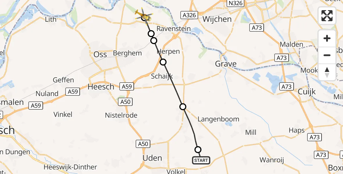 Vluchtroute Traumahelikopter Vliegbasis Volkel - Dieden, 08 augustus 2026, 13:56