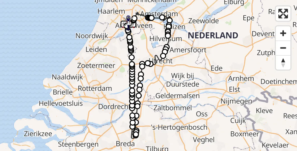 Vluchtroute Politiehelikopter Amsterdam Vliegveld Schiphol - Amsterdam Vliegveld Schiphol, 08 augustus 2026, 18:26