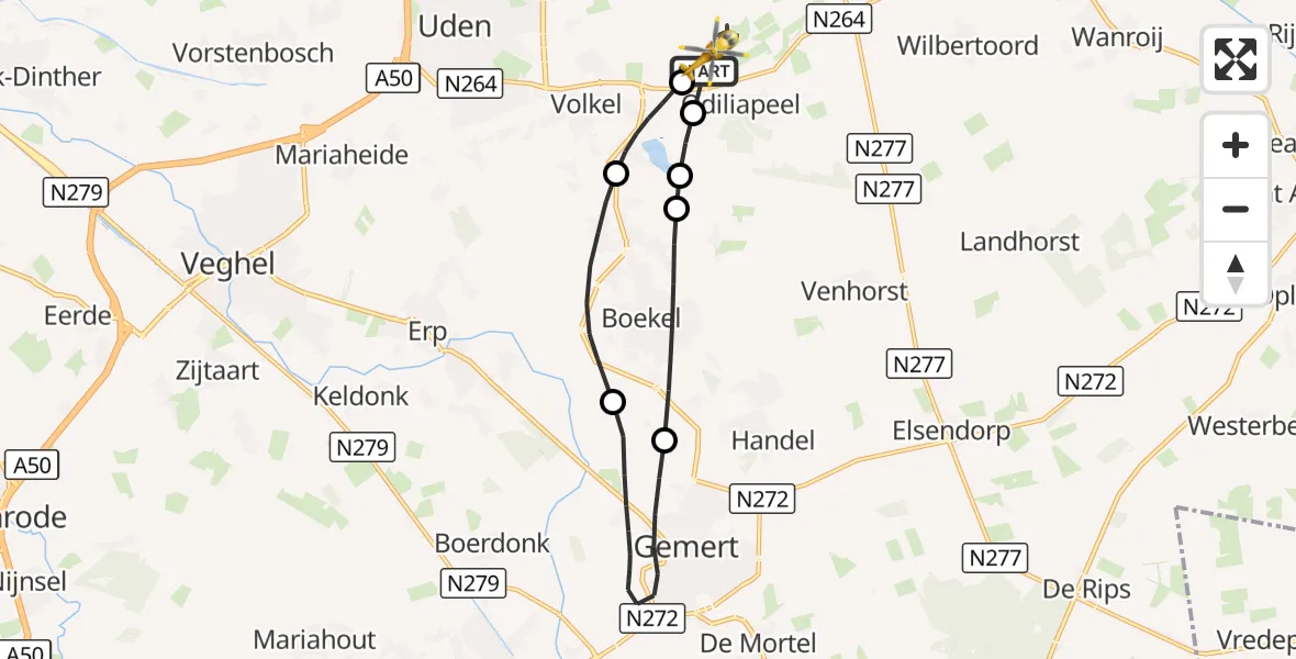 Vluchtroute Traumahelikopter Vliegbasis Volkel - Vliegbasis Volkel, 08 augustus 2026, 20:09