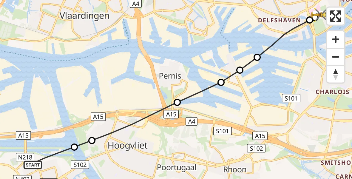Vluchtroute Traumahelikopter Spijkenisse - Erasmus MC, 09 augustus 2026, 05:13