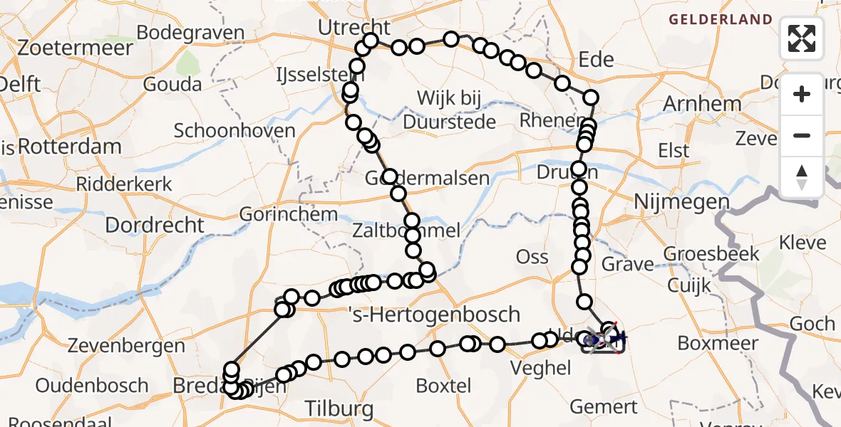 Vluchtroute Politiehelikopter Vliegbasis Volkel - Vliegbasis Volkel, 09 augustus 2026, 07:34