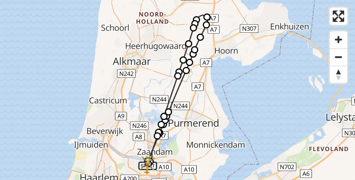 Vluchtroute Traumahelikopter Amsterdam Heliport - Amsterdam Heliport, 09 augustus 2026, 09:08