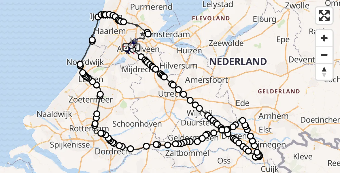 Vluchtroute Politiehelikopter Amsterdam Vliegveld Schiphol - Amsterdam Vliegveld Schiphol, 09 augustus 2026, 13:10