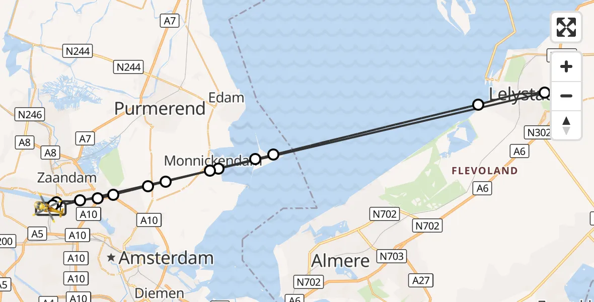 Vluchtroute Traumahelikopter Amsterdam Heliport - Amsterdam Heliport, 09 augustus 2026, 14:23