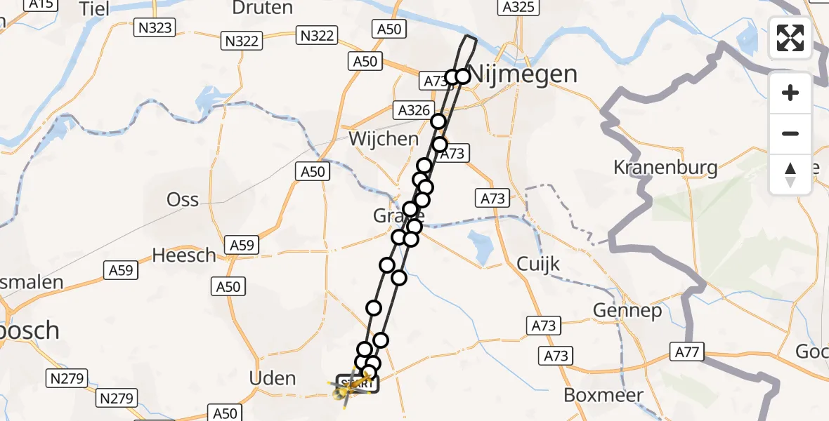 Vluchtroute Traumahelikopter Vliegbasis Volkel - Vliegbasis Volkel, 09 augustus 2026, 17:16