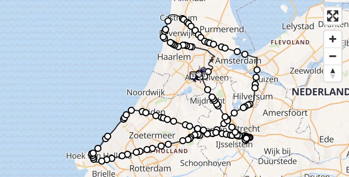 Vluchtroute Politiehelikopter Amsterdam Vliegveld Schiphol - Amsterdam Vliegveld Schiphol, 09 augustus 2026, 18:08