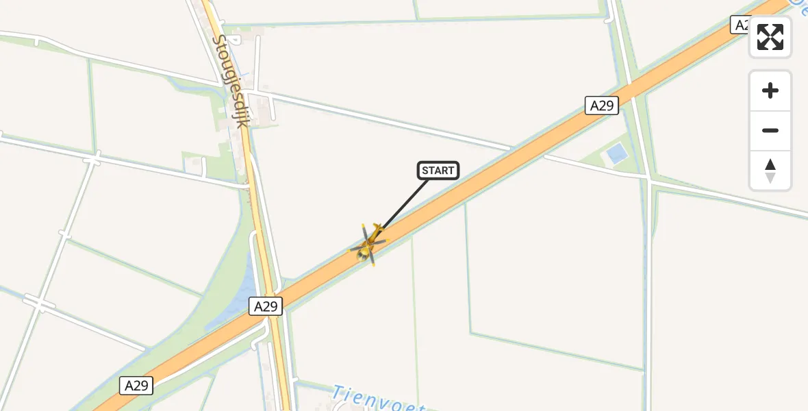 Vluchtroute Traumahelikopter Westmaas - Westmaas, 09 augustus 2026, 19:47