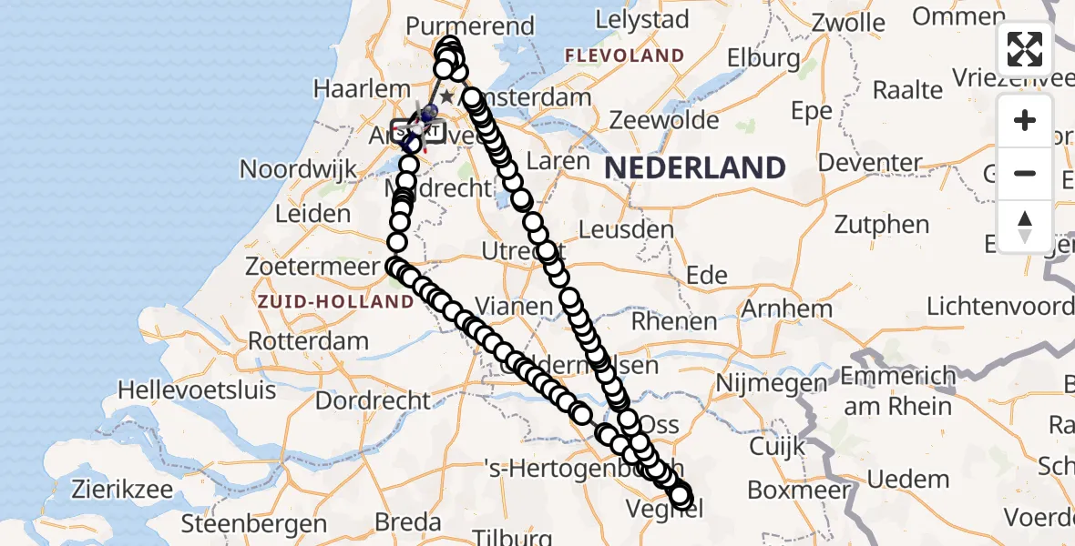 Vluchtroute Politiehelikopter Amsterdam Vliegveld Schiphol - Amsterdam Vliegveld Schiphol, 10 augustus 2026, 01:14