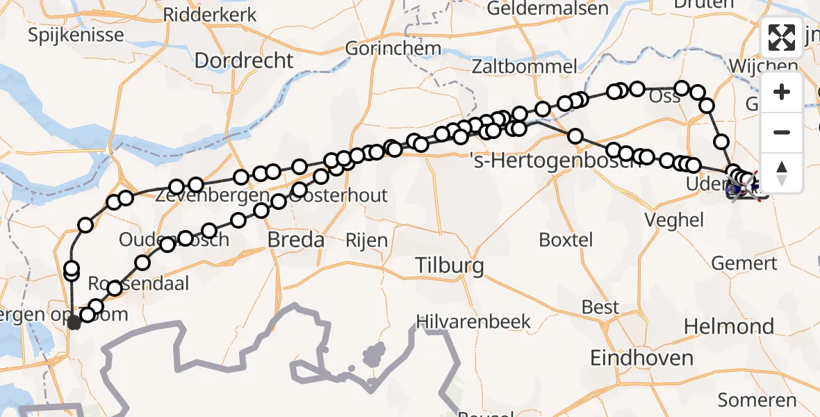 Vluchtroute Politiehelikopter Vliegbasis Volkel - Vliegbasis Volkel, 10 augustus 2026, 06:50