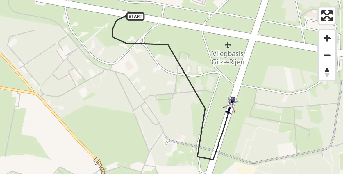 Vluchtroute Politiehelikopter Vliegbasis Gilze Rijen - Vliegbasis Gilze Rijen, 10 augustus 2026, 09:10