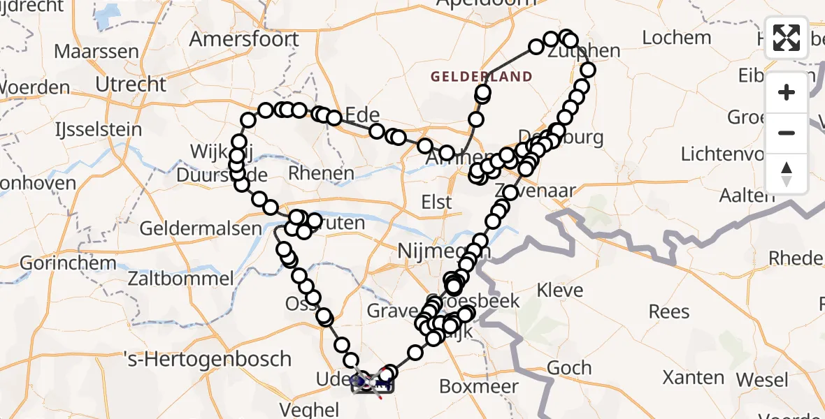 Vluchtroute Politiehelikopter Vliegbasis Volkel - Vliegbasis Volkel, 10 augustus 2026, 10:21