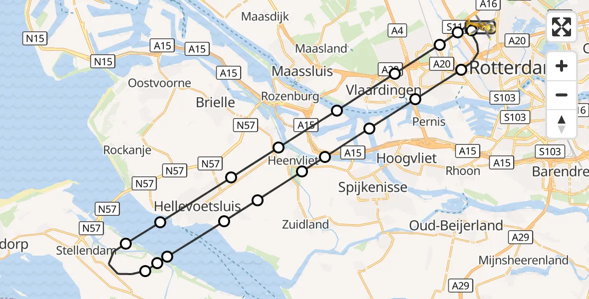 Vluchtroute Traumahelikopter Rotterdam The Hague Airport - Rotterdam The Hague Airport, 10 augustus 2026, 11:03