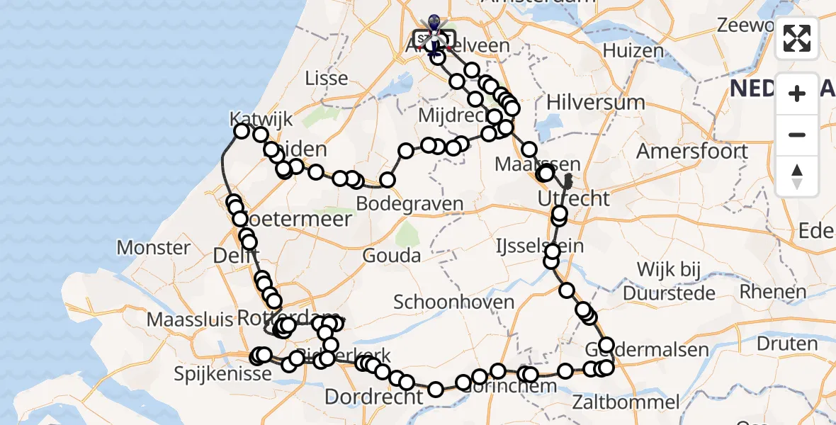 Vluchtroute Politiehelikopter Amsterdam Vliegveld Schiphol - Amsterdam Vliegveld Schiphol, 10 augustus 2026, 13:18