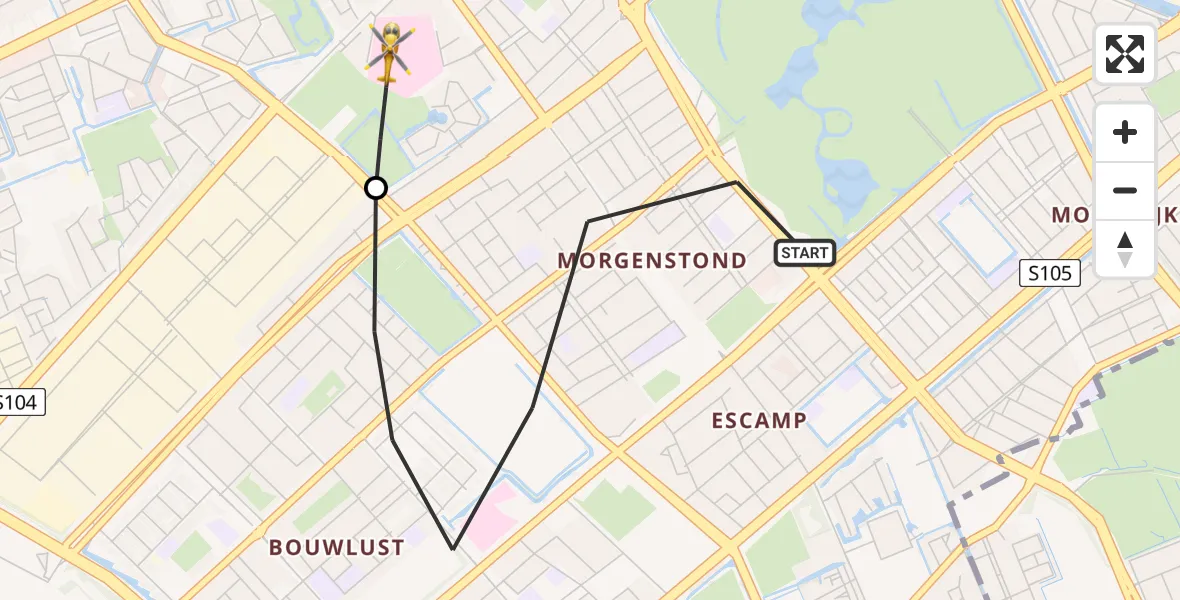 Vluchtroute Traumahelikopter 's-Gravenhage - HagaZiekenhuis Den Haag Heliport, 10 augustus 2026, 15:33
