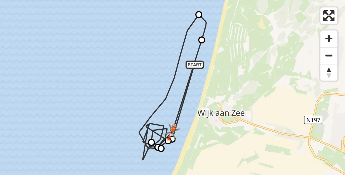Vluchtroute Kustwachthelikopter Heemskerk - Noordzee, 10 augustus 2026, 17:42