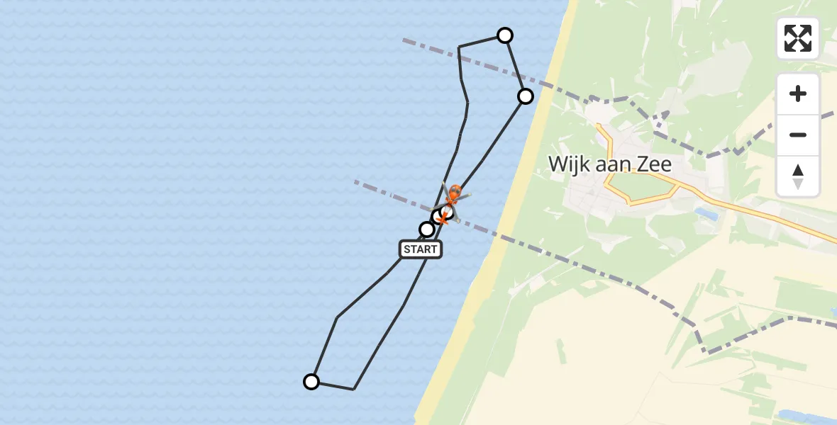 Vluchtroute Kustwachthelikopter Velsen-Noord - Noordzee, 10 augustus 2026, 17:50