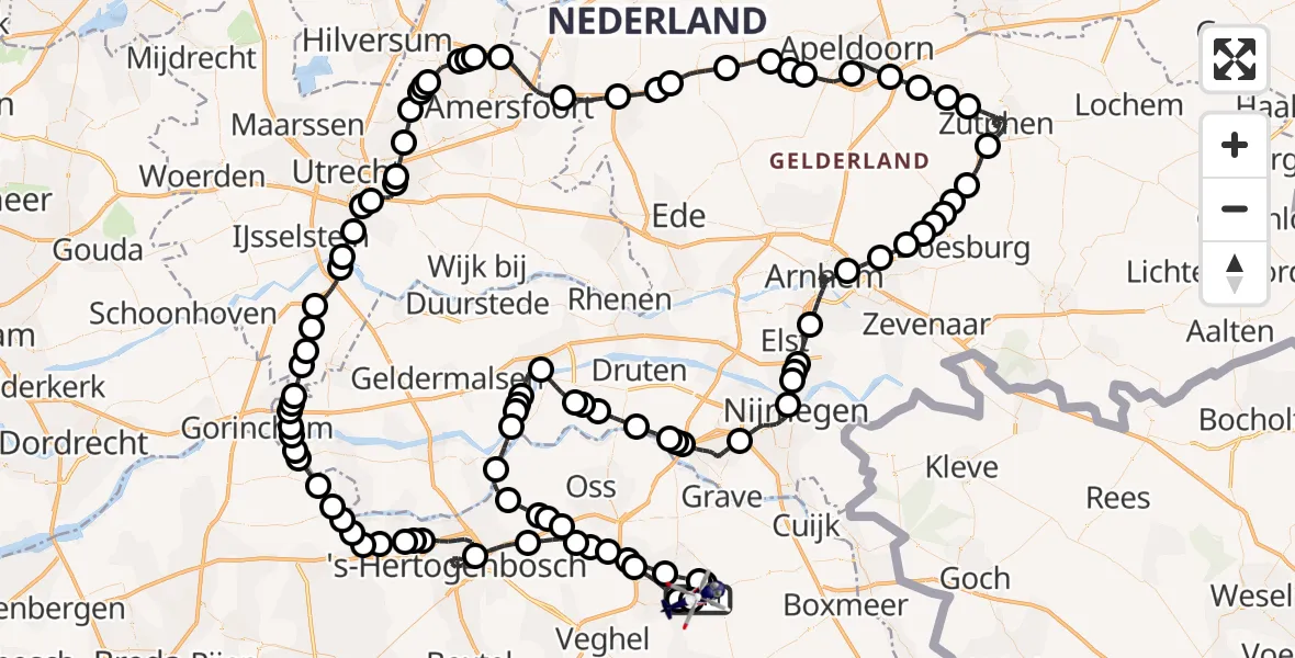 Vluchtroute Politiehelikopter Vliegbasis Volkel - Vliegbasis Volkel, 11 augustus 2026, 07:39