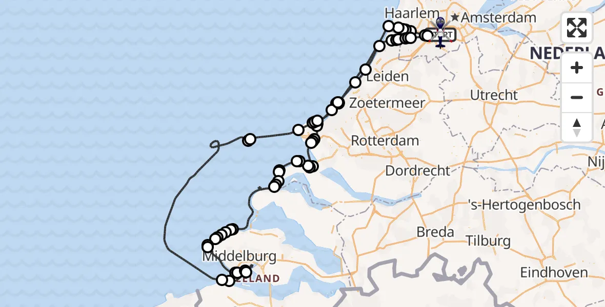 Vluchtroute Politiehelikopter Amsterdam Vliegveld Schiphol - Amsterdam Vliegveld Schiphol, 11 augustus 2026, 09:31