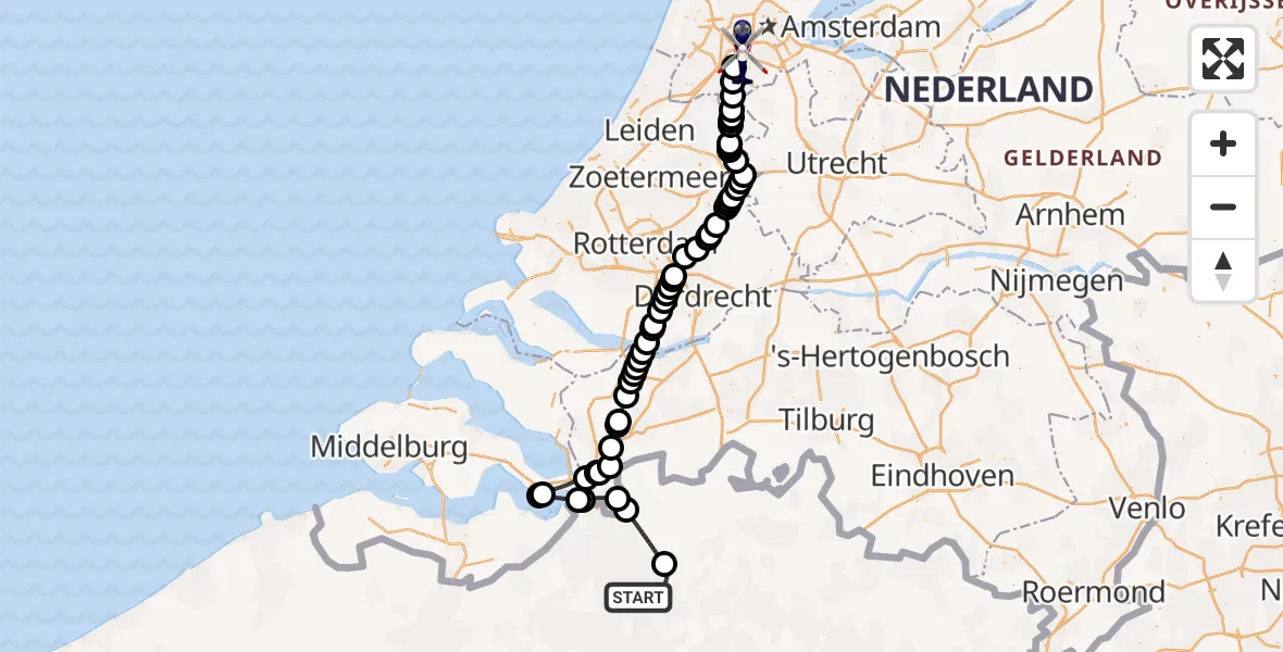 Vluchtroute Politiehelikopter Antwerp International Airport (Deurne) - Amsterdam Vliegveld Schiphol, 11 augustus 2026, 11:46