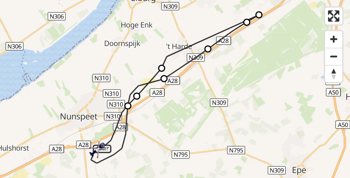 Vluchtroute Politiehelikopter Nunspeet - Nunspeet, 11 augustus 2026, 13:17