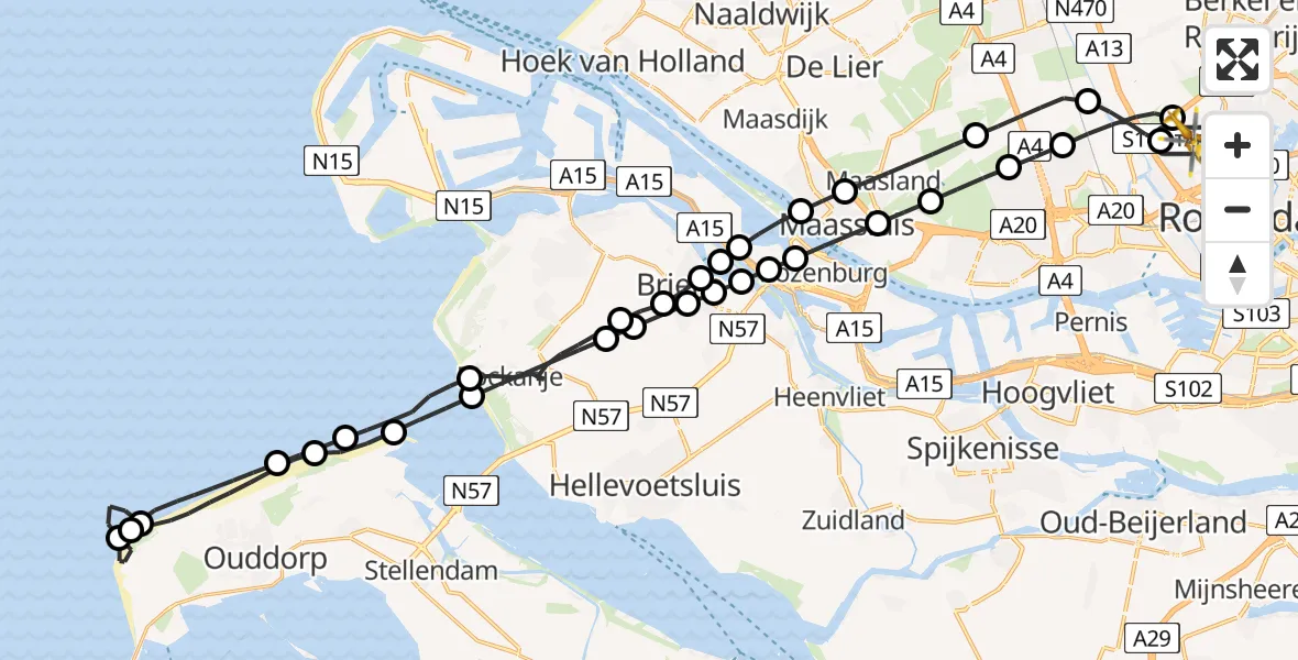 Vluchtroute Traumahelikopter Rotterdam The Hague Airport - Rotterdam The Hague Airport, 11 augustus 2026, 15:36