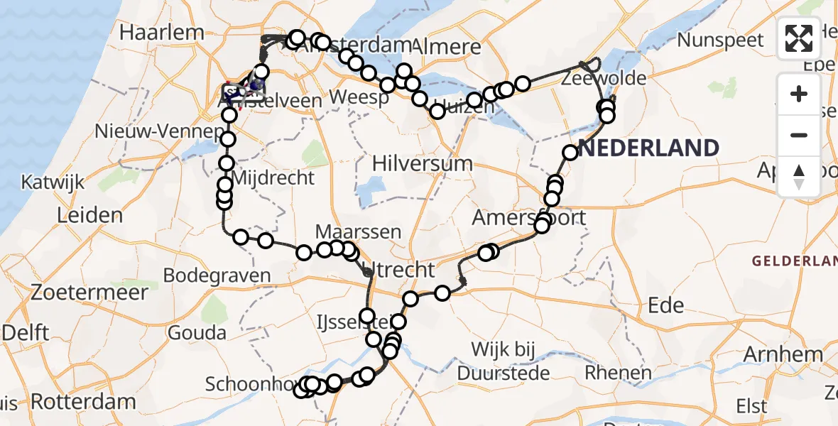 Vluchtroute Politiehelikopter Amsterdam Vliegveld Schiphol - Amsterdam Vliegveld Schiphol, 11 augustus 2026, 18:08
