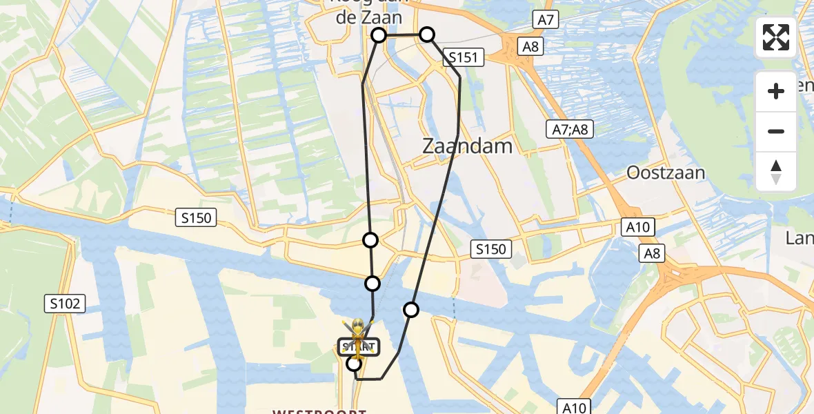 Vluchtroute Traumahelikopter Amsterdam Heliport - Amsterdam Heliport, 11 augustus 2026, 20:03