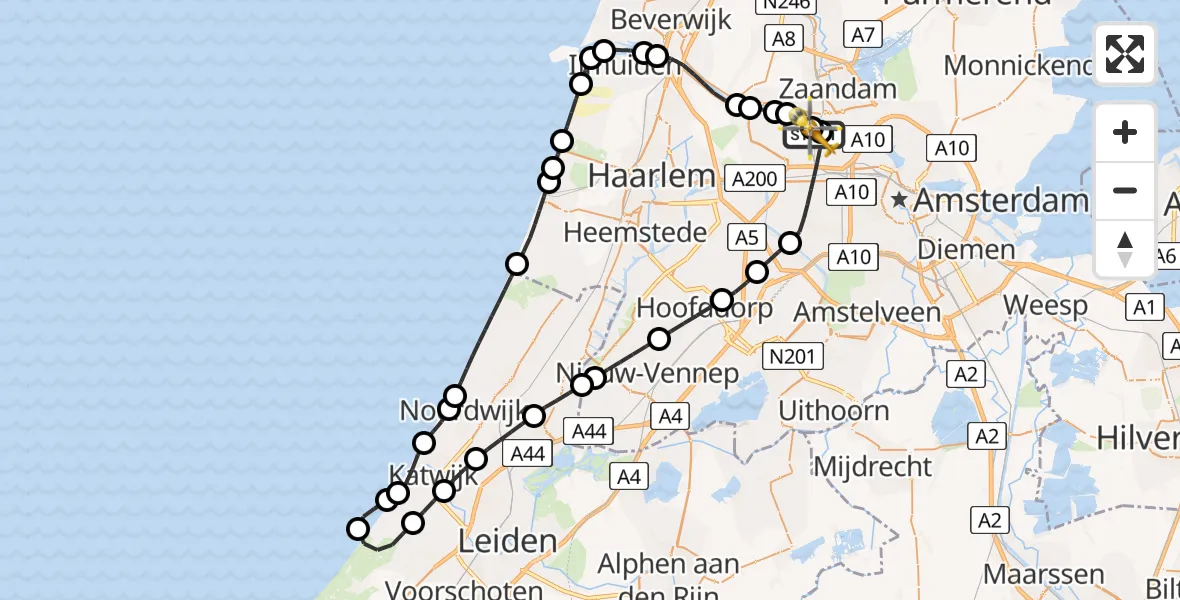 Vluchtroute Traumahelikopter Amsterdam Heliport - Amsterdam Heliport, 12 augustus 2026, 08:13