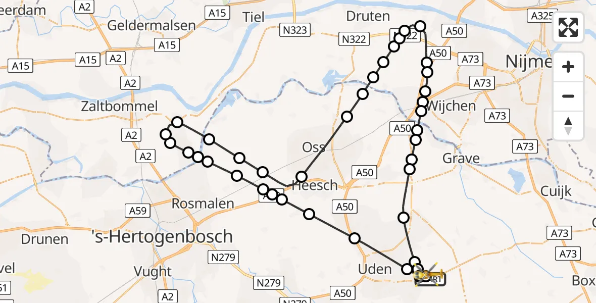 Vluchtroute Traumahelikopter Vliegbasis Volkel - Vliegbasis Volkel, 12 augustus 2026, 08:58