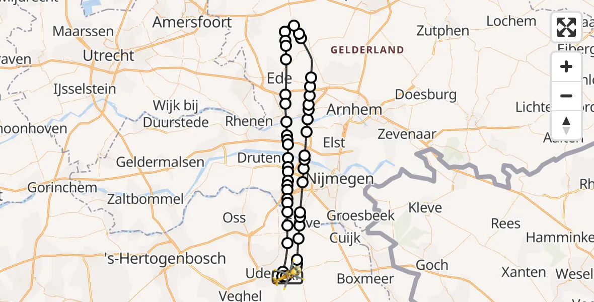 Vluchtroute Traumahelikopter Vliegbasis Volkel - Vliegbasis Volkel, 12 augustus 2026, 10:30