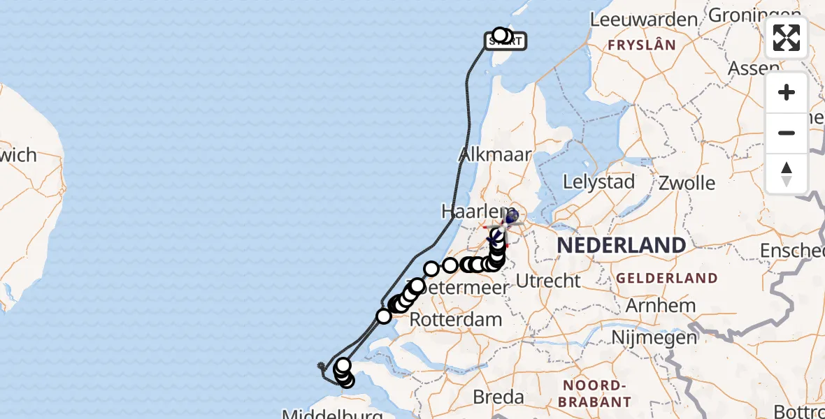 Vluchtroute Politiehelikopter Texel International Airport - Amsterdam Vliegveld Schiphol, 12 augustus 2026, 10:31