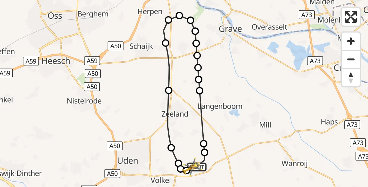 Vluchtroute Traumahelikopter Vliegbasis Volkel - Vliegbasis Volkel, 12 augustus 2026, 13:53