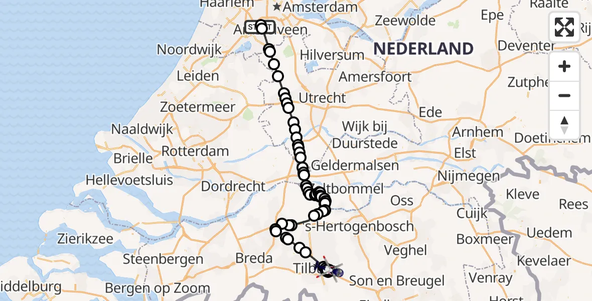 Vluchtroute Politiehelikopter Amsterdam Vliegveld Schiphol - Heukelom, 12 augustus 2026, 14:27