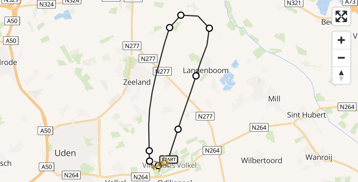 Vluchtroute Traumahelikopter Vliegbasis Volkel - Vliegbasis Volkel, 12 augustus 2026, 14:45