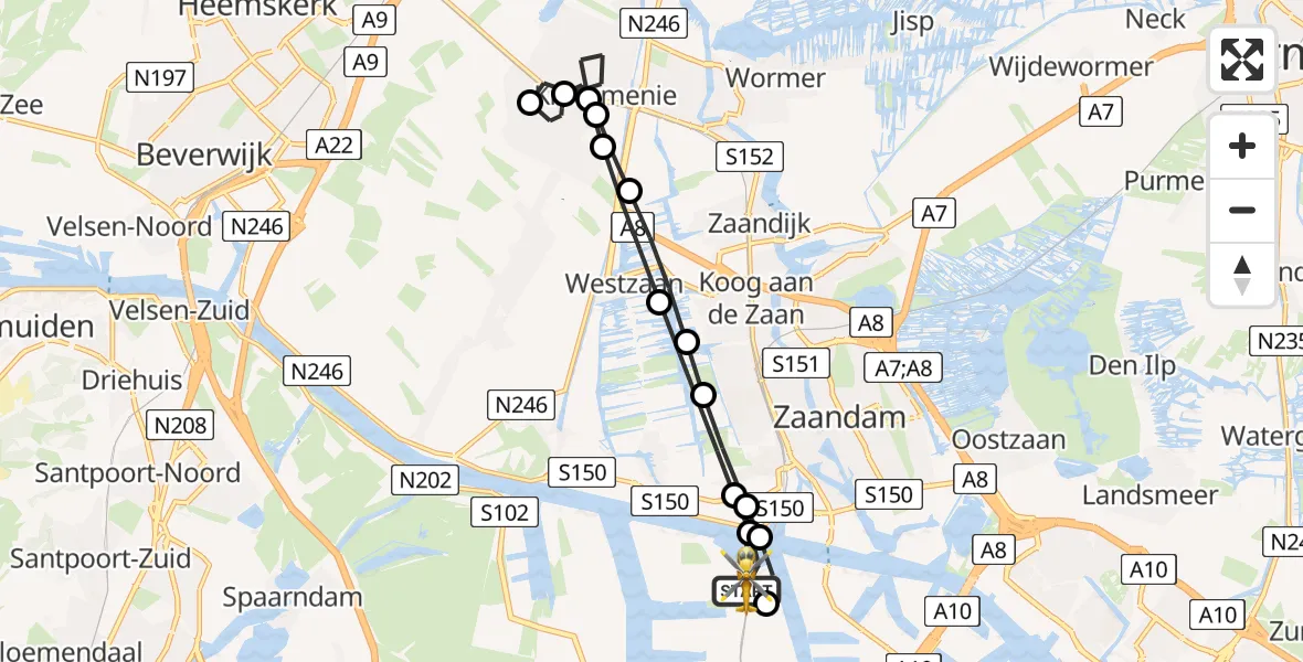 Vluchtroute Traumahelikopter Amsterdam Heliport - Amsterdam Heliport, 12 augustus 2026, 16:57