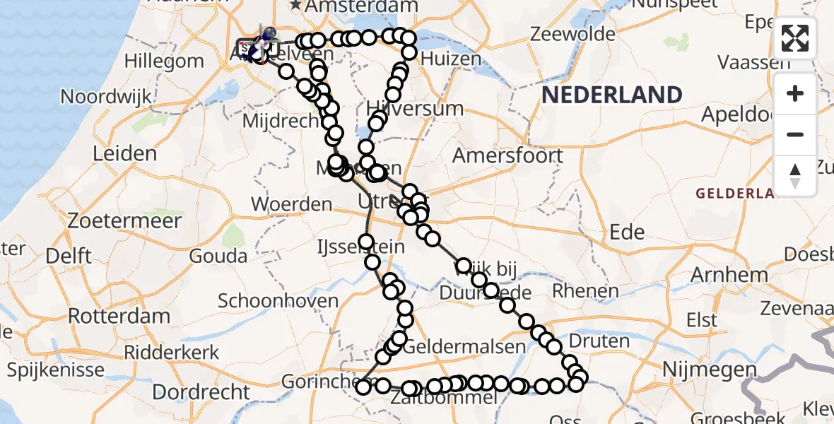 Vluchtroute Politiehelikopter Amsterdam Vliegveld Schiphol - Amsterdam Vliegveld Schiphol, 12 augustus 2026, 17:54