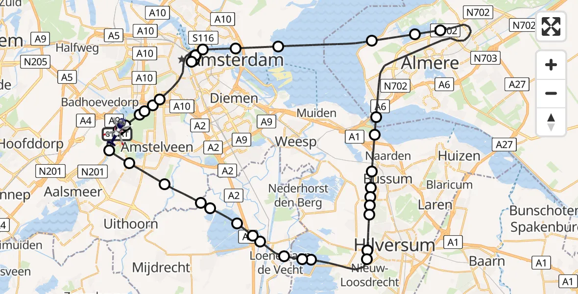 Vluchtroute Politiehelikopter Amsterdam Vliegveld Schiphol - Amsterdam Vliegveld Schiphol, 13 augustus 2026, 00:06