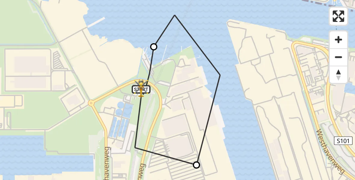 Vluchtroute Traumahelikopter Amsterdam Heliport - Amsterdam Heliport, 13 augustus 2026, 06:04