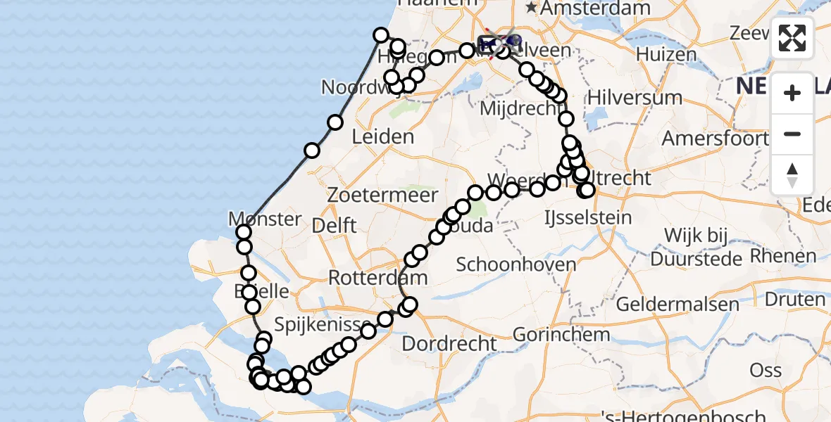 Vluchtroute Politiehelikopter Amsterdam Vliegveld Schiphol - Amsterdam Vliegveld Schiphol, 13 augustus 2026, 07:15