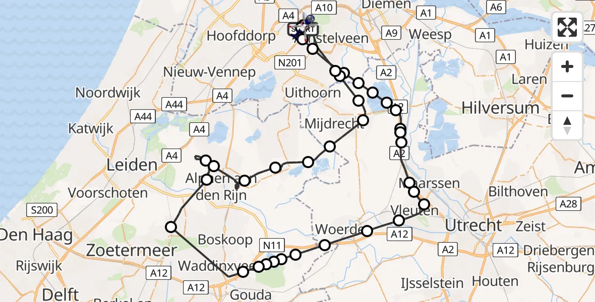 Vluchtroute Politiehelikopter Amsterdam Vliegveld Schiphol - Amsterdam Vliegveld Schiphol, 13 augustus 2026, 09:21
