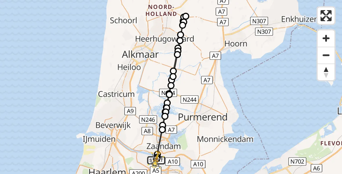 Vluchtroute Traumahelikopter Amsterdam Heliport - Amsterdam Heliport, 13 augustus 2026, 12:24