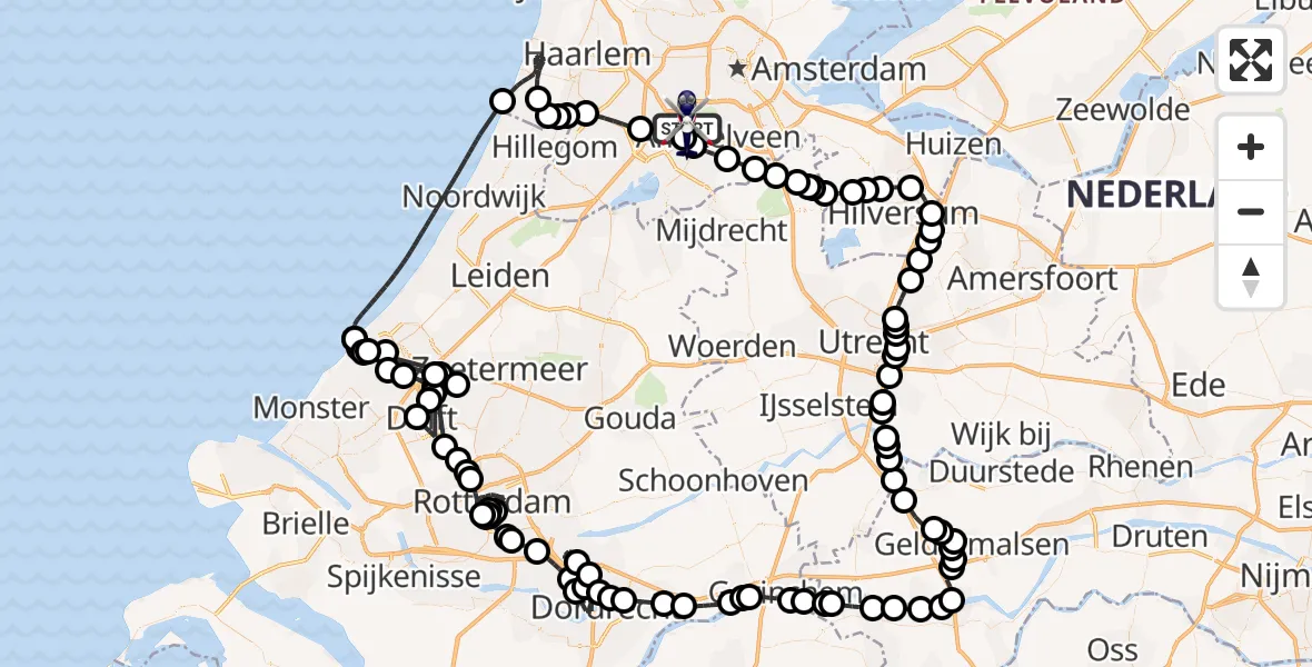 Vluchtroute Politiehelikopter Amsterdam Vliegveld Schiphol - Amsterdam Vliegveld Schiphol, 13 augustus 2026, 17:13