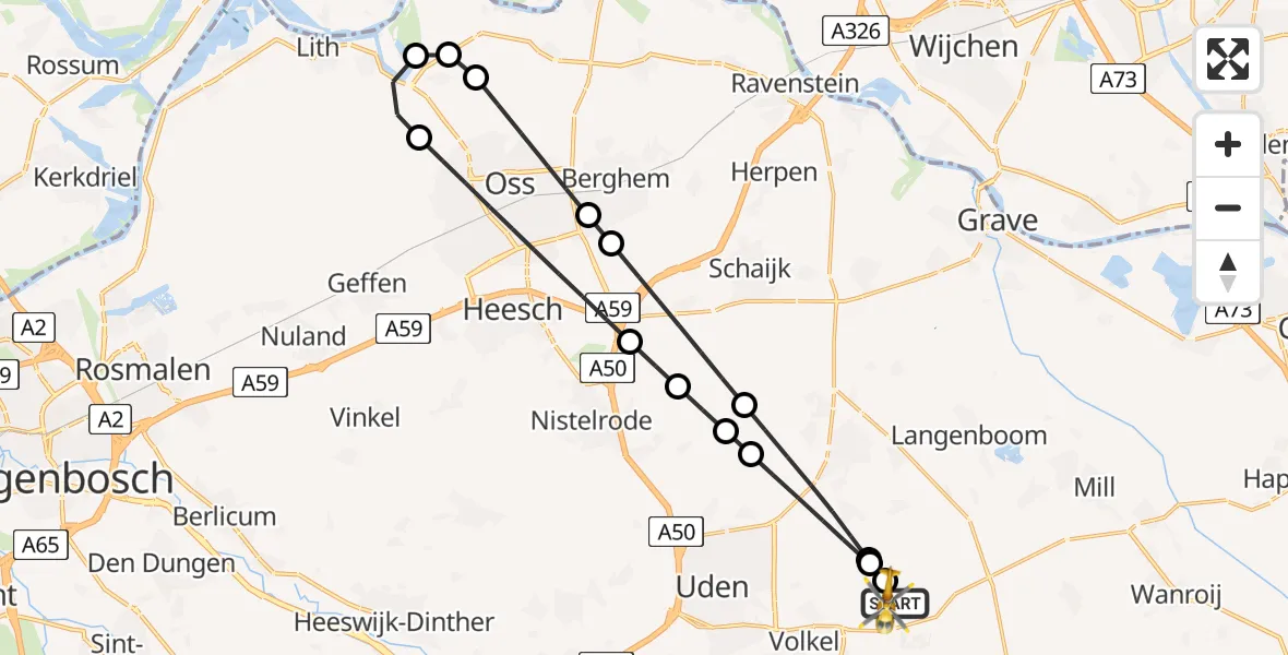 Vluchtroute Traumahelikopter Vliegbasis Volkel - Vliegbasis Volkel, 13 augustus 2026, 17:42
