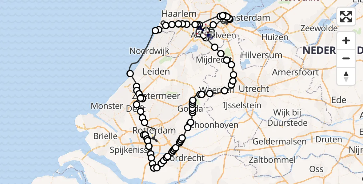 Vluchtroute Politiehelikopter Amsterdam Vliegveld Schiphol - Amsterdam Vliegveld Schiphol, 13 augustus 2026, 18:08