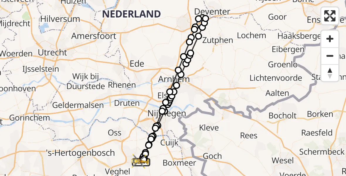Vluchtroute Traumahelikopter Vliegbasis Volkel - Vliegbasis Volkel, 13 augustus 2026, 20:34