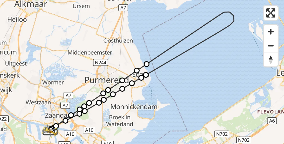 Vluchtroute Traumahelikopter Amsterdam Heliport - Amsterdam Heliport, 14 augustus 2026, 05:04