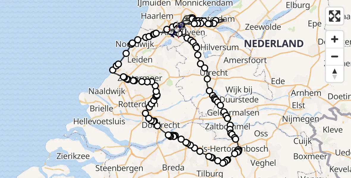 Vluchtroute Politiehelikopter Amsterdam Vliegveld Schiphol - Amsterdam Vliegveld Schiphol, 14 augustus 2026, 07:50