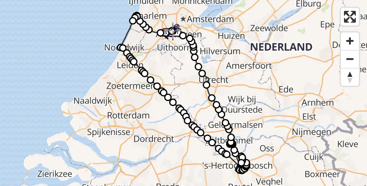Vluchtroute Politiehelikopter Amsterdam Vliegveld Schiphol - Amsterdam Vliegveld Schiphol, 14 augustus 2026, 10:53