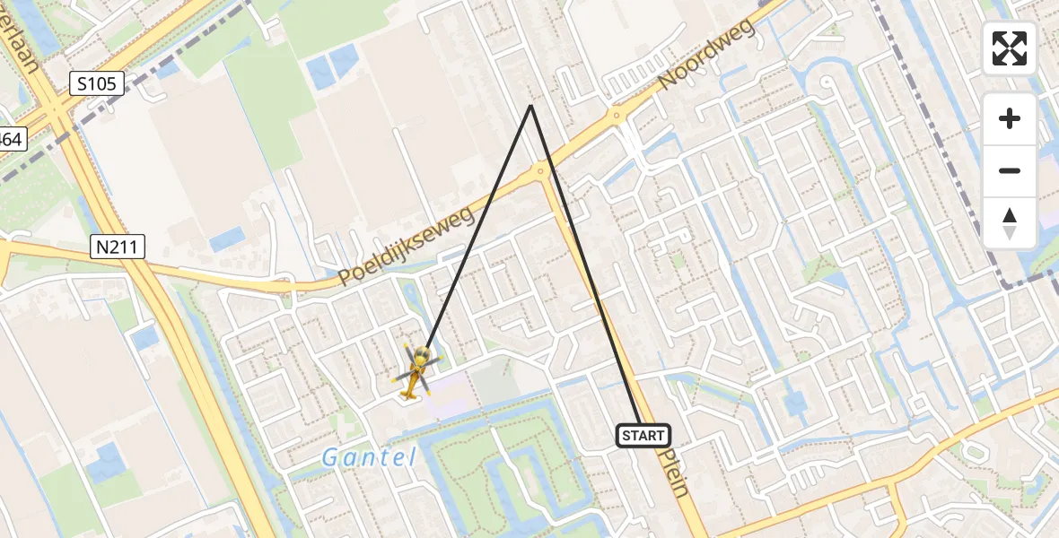 Vluchtroute Traumahelikopter Wateringen - Wateringen, 14 augustus 2026, 16:16